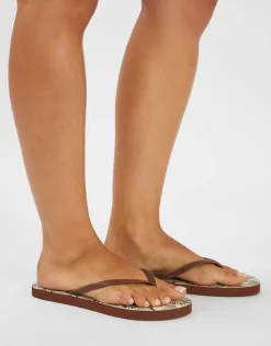 Accessorize Shell Print Flip Flops Brown