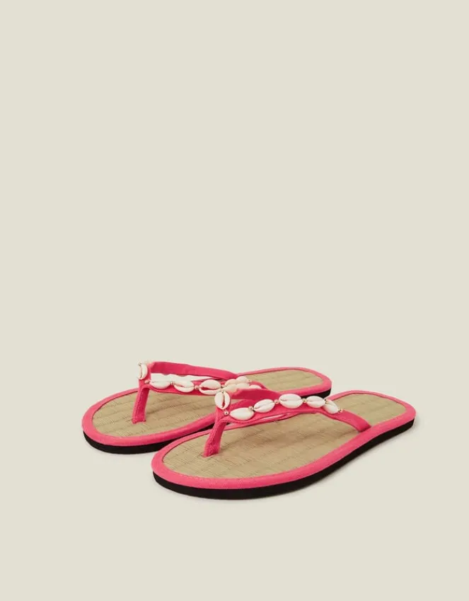 Accessorize Shell Seagrass Flip Flops Orange