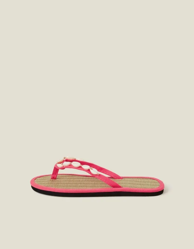 Accessorize Shell Seagrass Flip Flops Orange