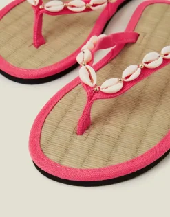 Accessorize Shell Seagrass Flip Flops Orange
