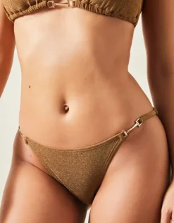 Accessorize Shimmer Bikini Bottoms Gold