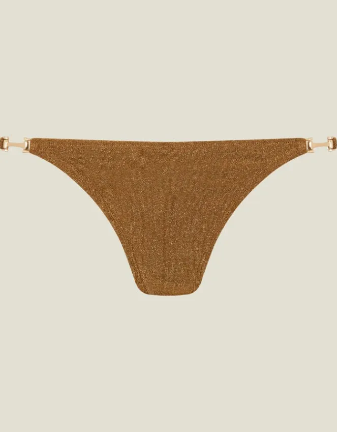 Accessorize Shimmer Bikini Bottoms Gold