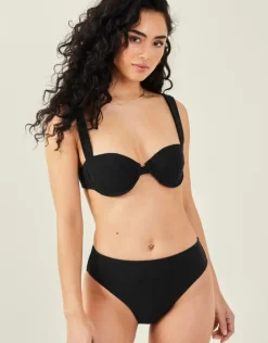 Accessorize Shimmer Moulded Cup Bikini Top Black