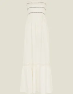 Accessorize Shirred Bandeau Midi Dress Ivory