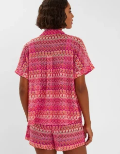 Accessorize Short Sleeve Crochet Shirt Multi