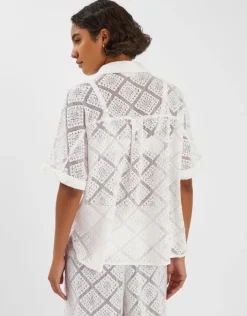 Accessorize Short Sleeve Lace Shirt Ivory