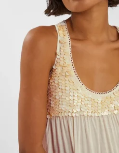 Accessorize Sleeveless Embellished Maxi Dress Ivory