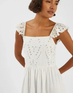 Accessorize Sleeveless Frilly Broderie Maxi Dress Ivory