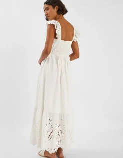 Accessorize Sleeveless Frilly Broderie Maxi Dress Ivory