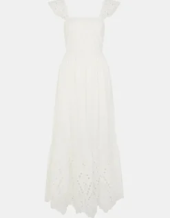 Accessorize Sleeveless Frilly Broderie Maxi Dress Ivory
