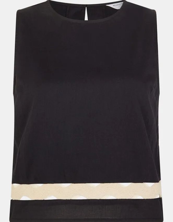 Accessorize Sleeveless Ric Rac Top Black