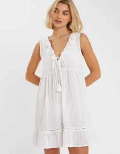 Accessorize Sleeveless Ruffle Mini Dress White