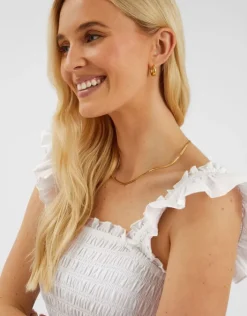 Accessorize Sleeveless Smocked Broderie Sundress White