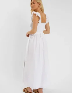 Accessorize Sleeveless Smocked Broderie Sundress White