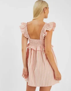 Accessorize Sleeveless Stripe Frilly Mini Dress Pink