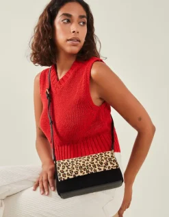 Accessorize Small Leopard Print Leather Cross-Body Bag