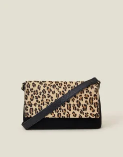 Accessorize Small Leopard Print Leather Cross-Body Bag