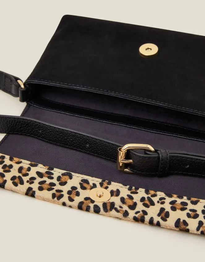 Accessorize Small Leopard Print Leather Cross-Body Bag