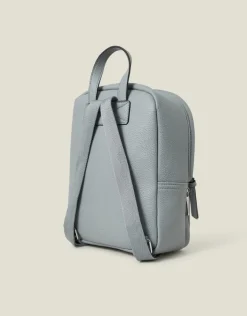 Accessorize Small Plain Faux Leather Backpack Blue