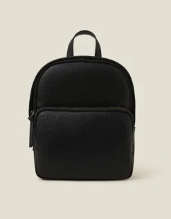 Accessorize Small Plain Faux Leather Backpack Black