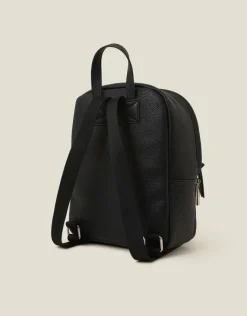 Accessorize Small Plain Faux Leather Backpack Black