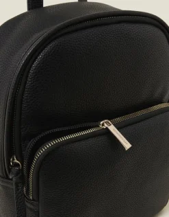 Accessorize Small Plain Faux Leather Backpack Black