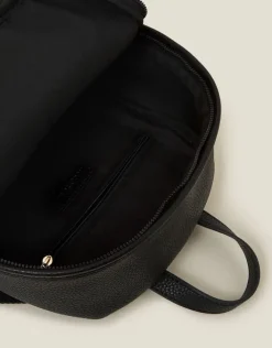 Accessorize Small Plain Faux Leather Backpack Black