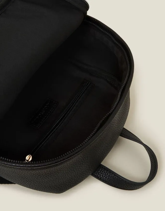 Accessorize Small Plain Faux Leather Backpack Black