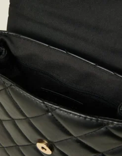 Accessorize Small Quilted Faux Leather Backpack Black