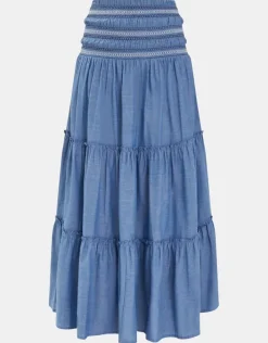 Accessorize Smock Tiered Maxi Skirt Blue