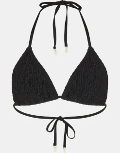 Accessorize Smocked Triangle Bikini Top Black
