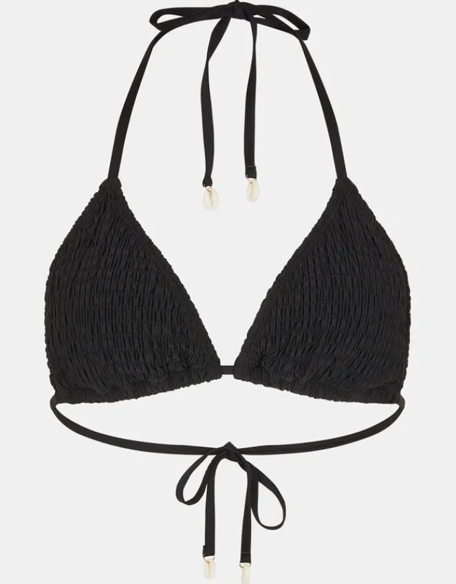 Accessorize Smocked Triangle Bikini Top Black