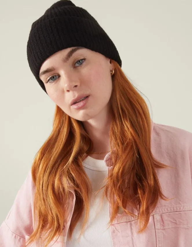 Accessorize Soho Knit Beanie Hat Black
