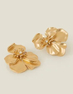 Accessorize Statement Diamante Flower Stud Earrings