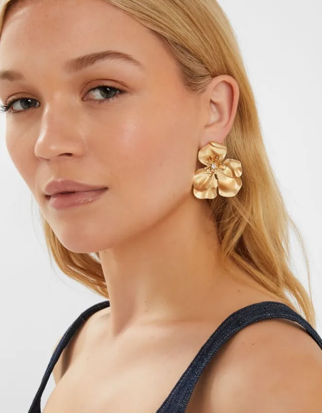 Accessorize Statement Diamante Flower Stud Earrings