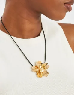 Accessorize Statement Flower Cord Necklace