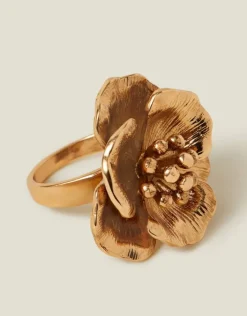 Accessorize Statement Flower Ring Gold