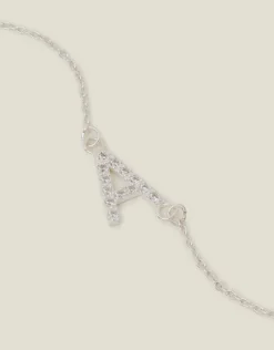 Accessorize Sterling Silver Sparkle Initial Bracelet Silver