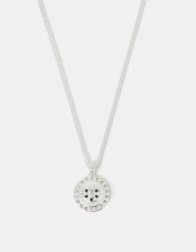 Accessorize Sterling Silver-Plated Diamante Disc Pendant Necklace