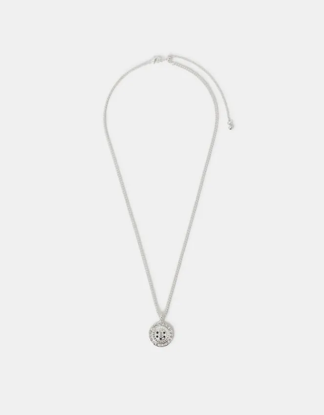 Accessorize Sterling Silver-Plated Diamante Disc Pendant Necklace