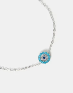 Accessorize Sterling Silver-Plated Evil Eye Bracelet