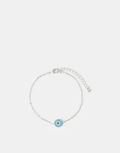 Accessorize Sterling Silver-Plated Evil Eye Bracelet