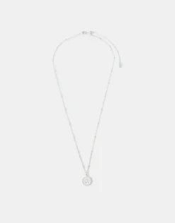 Accessorize Sterling Silver-Plated Initial Disc Pendant Necklace Silver