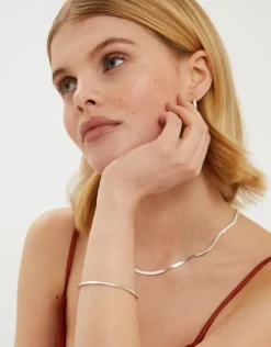Accessorize Sterling Silver-Plated Omega Chain Bracelet
