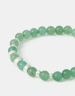 Accessorize Sterling Silver-Plated Semi-Precious Stretch Bracelet Green