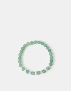 Accessorize Sterling Silver-Plated Semi-Precious Stretch Bracelet Green