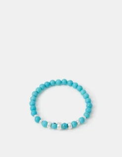 Accessorize Sterling Silver-Plated Semi-Precious Stretch Bracelet Blue