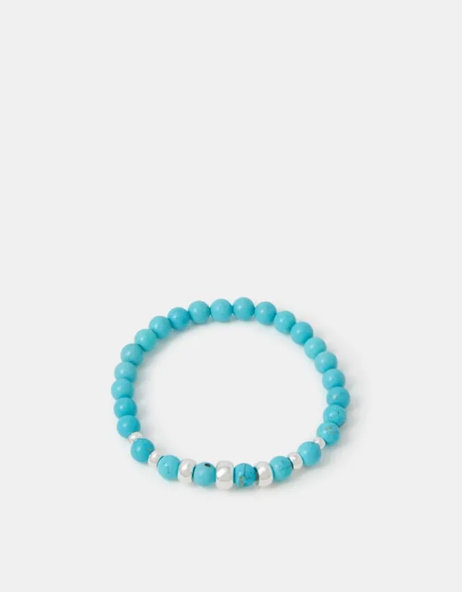 Accessorize Sterling Silver-Plated Semi-Precious Stretch Bracelet Blue