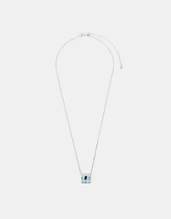 Accessorize Sterling Silver-Plated Stone Square Pendant Necklace