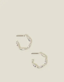 Accessorize Sterling Silver-Plated Twist Hoop Earrings
